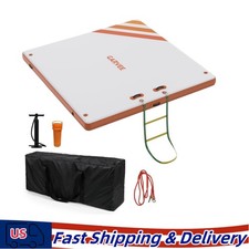 Inflatable Floating Dock 8x6 FT Inflatable Dock Platform Mat Orange White