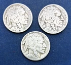 1923, 1924, 1925 Buffalo Nickels,  all Philadelphia, 3 coin lot