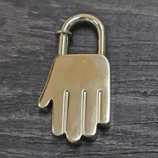 HERMES Silver Plated Hand Cadena Padlock Key Charm 1360c Rise-on