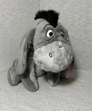 Disney Store Winnie The Pooh Gray Eeyore Soft Plush Authentic Embroidery PinkBow