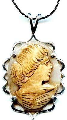 Antique 1850 s Italian Sea Shell Cameo Torre Del Greco Italy Hand Carved Silver