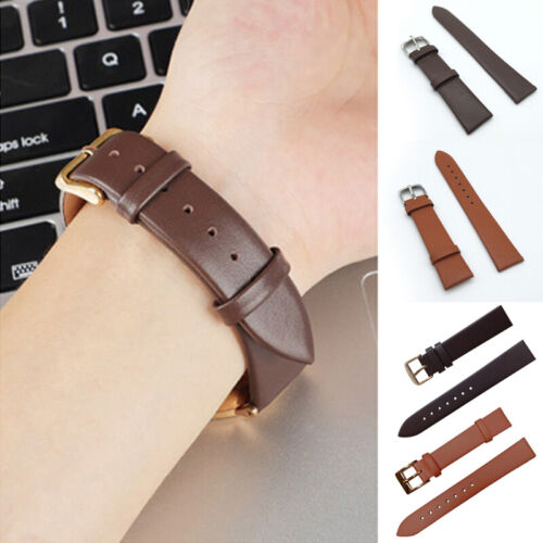 Men Ladies Leather Bracelet Watch Strap Watch Band 12 14 16 18 20 22mm HOT SELL - Afbeelding 1 van 111