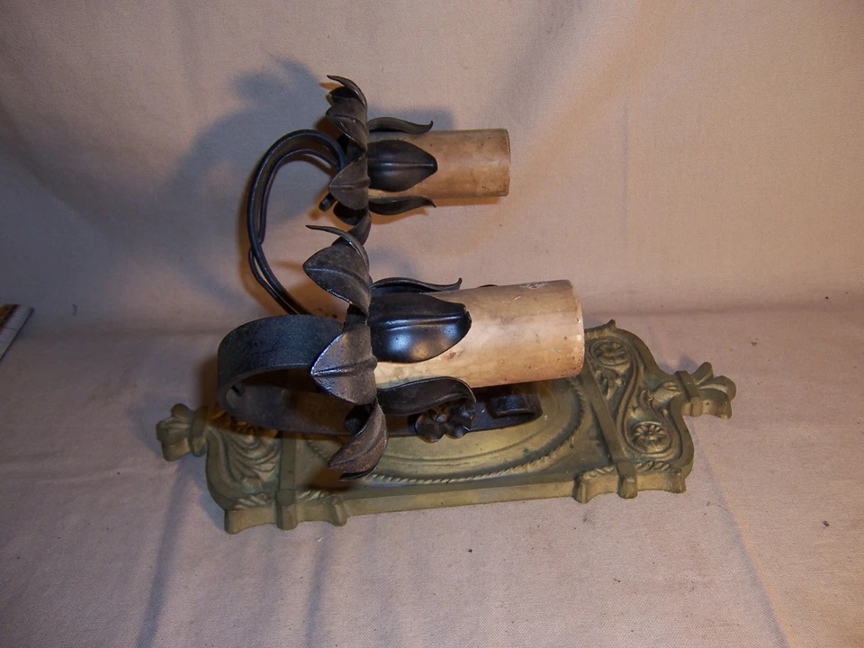 Aplique de latón y hierro fundido vintage lámpara de luz de montaje en pared artes y manualidades misión Foto 3 de 4