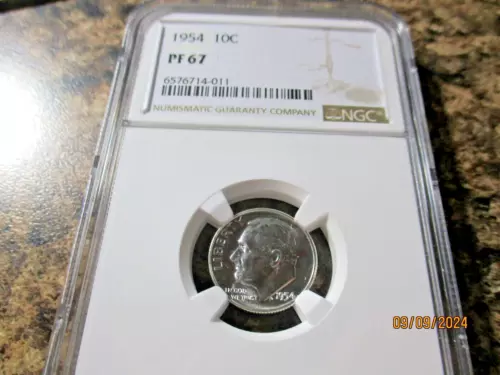 1954 ROOSEVELT DIME PROOF NGC PF 67    011