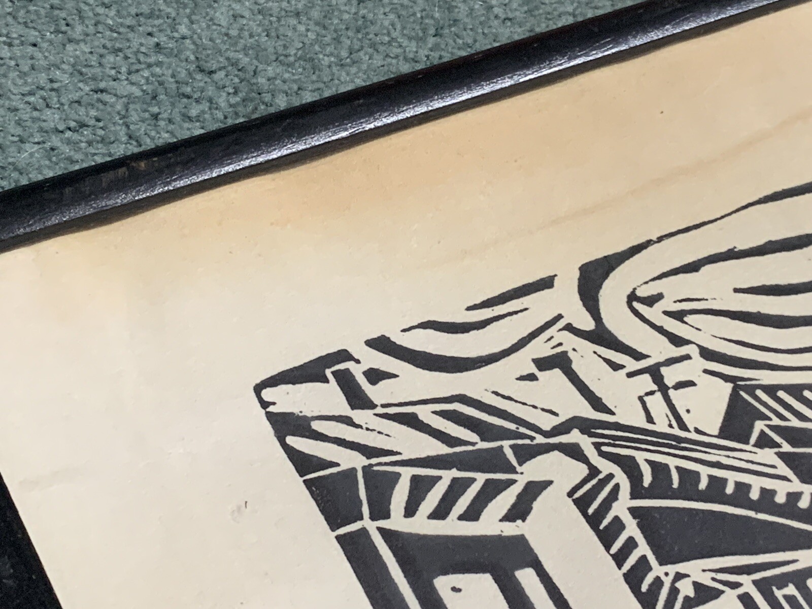 Vintage Block Print /Art / Painting estate Sale Find 18x13.5