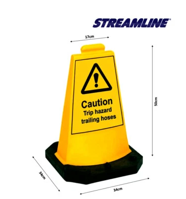 STREAMLINE Safety Heavy Duty Cone '' TRIP HAZARD / WINDOW CLEANING IN PROGRESS '' Sign