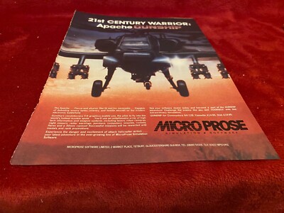 SPIEL20 COMPUTERSPIEL WERBUNG 11X8 21ST CENTURY WARRIOR APACHE GUNSHIP COMMODORE