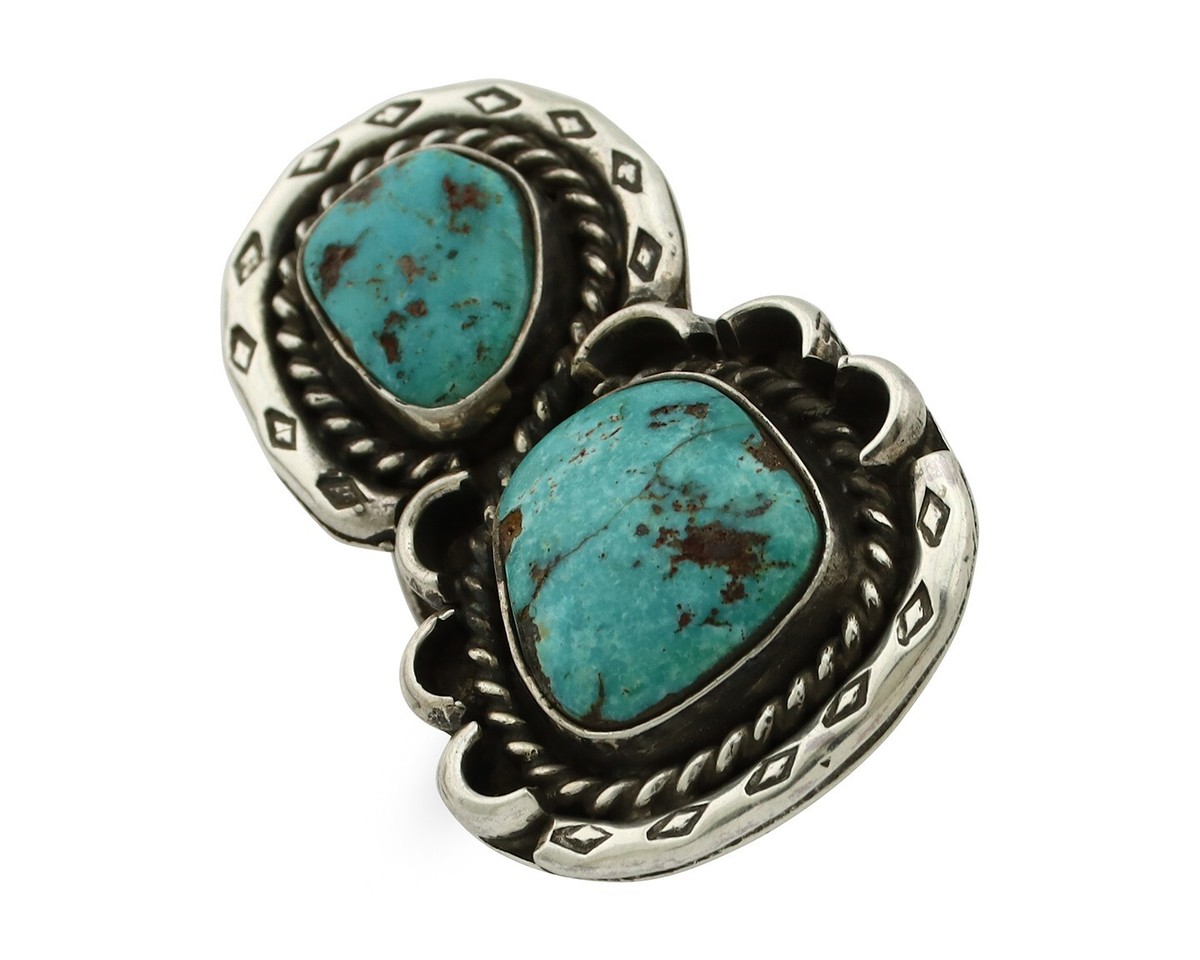 Navajo Ring 925 Silver Natural Blue Turquoise Artist Signed