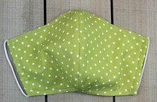 Small Adult Green with White polka dots 100 Cotton Face Mask. Hand sewn