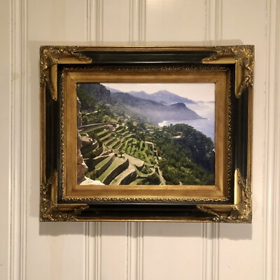 Mallorca Painting  La Serra De Tramuntana  Wood Antique Frame Stretched Canvas