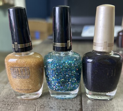 3 Pack Milani Nail Polish Gold Turquoise Deep Blue Lot 23
