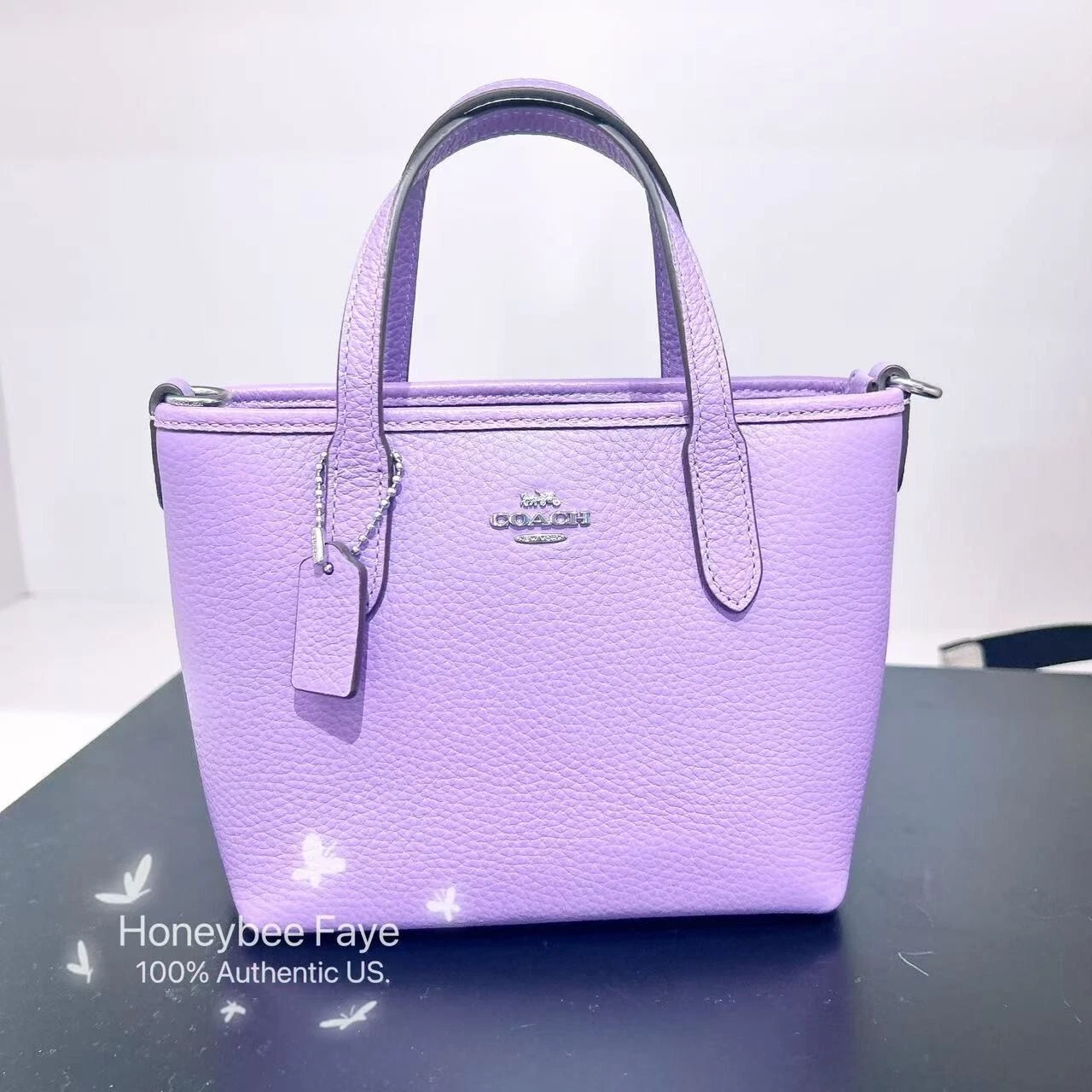 Mini borsa Coach City nuova con etichetta CW031 colore argento iris