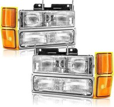 Headlights Assembly Compatible With 1994 1995 1996 1997 1998 OBS Chevy Silver...