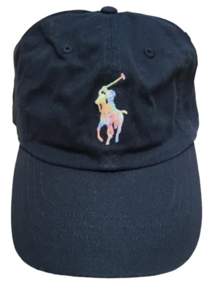 Polo nuova senza etichette Ralph Lauren nera ricamata multicolore pony blu logo POLO