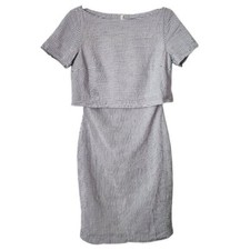 BANANA REPUBLIC Seersucker Layered Dress white blue nautical sailor preppy 0