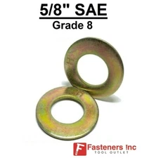 5/8" SAE Flat Washers Thru-Hardened Grade 8 Yellow Zinc (Choose Qty) 1-5/16"OD