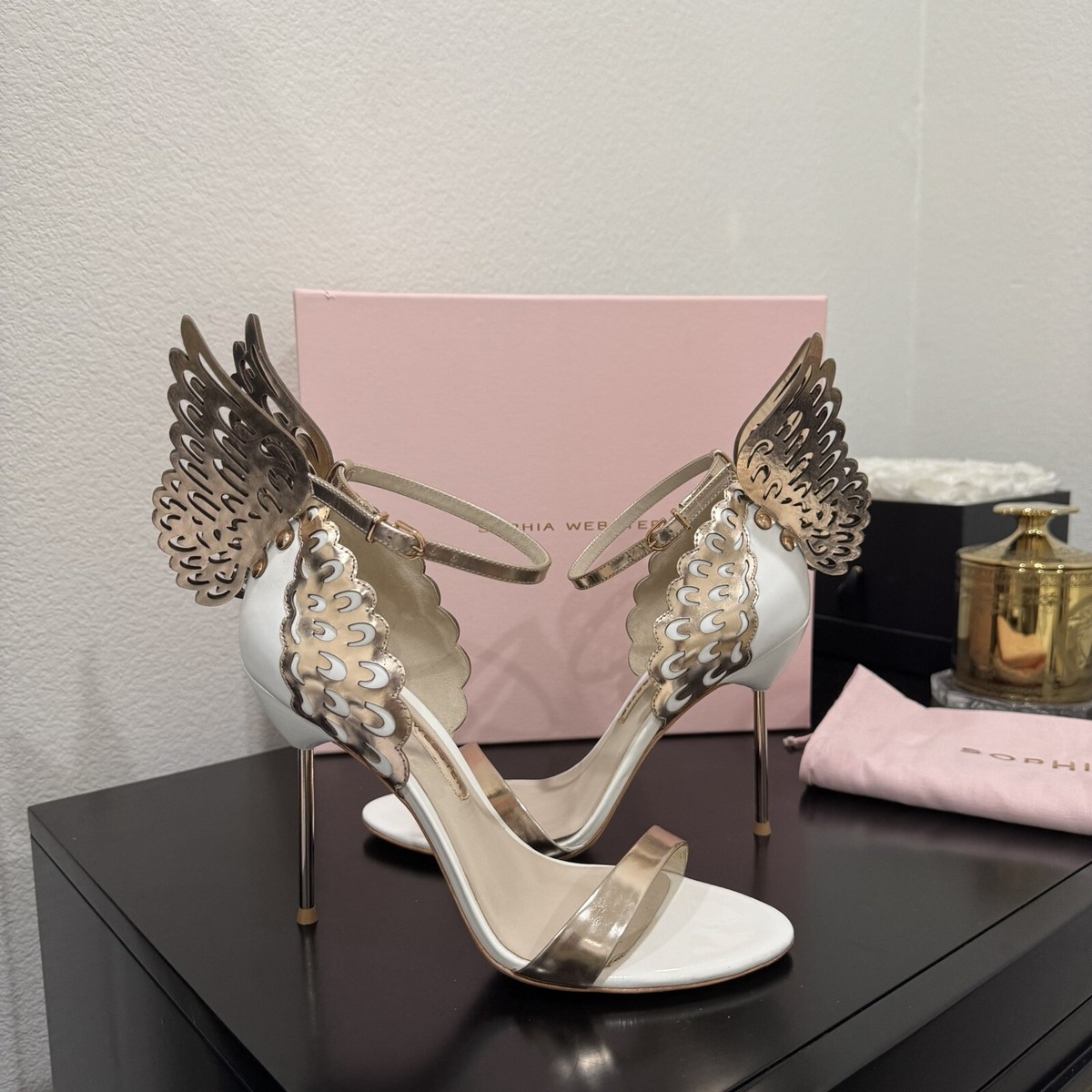 ソフィアウェブスター Evangeline サンダル Sophia Webster Evangeline Butterfly Wing Sandals White/Rose Gold