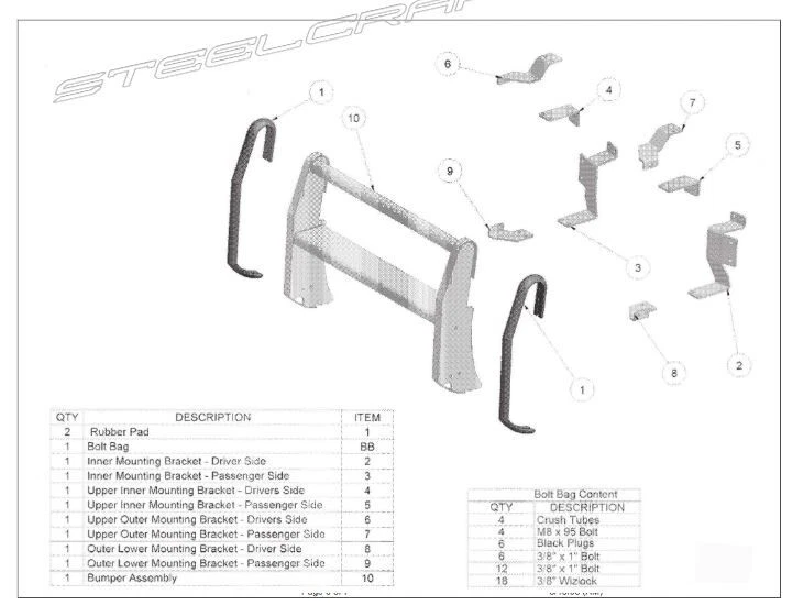 STEELCRAFT 52220P Push Bumper Black for 06-10 Dodge Charger Police - Image 2 of 3