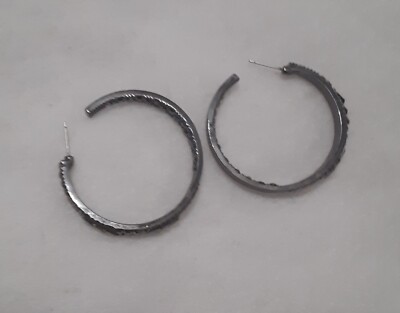 Paparazzi Gunmetal Rhinestone Earrings Paparazzi Black Hoop