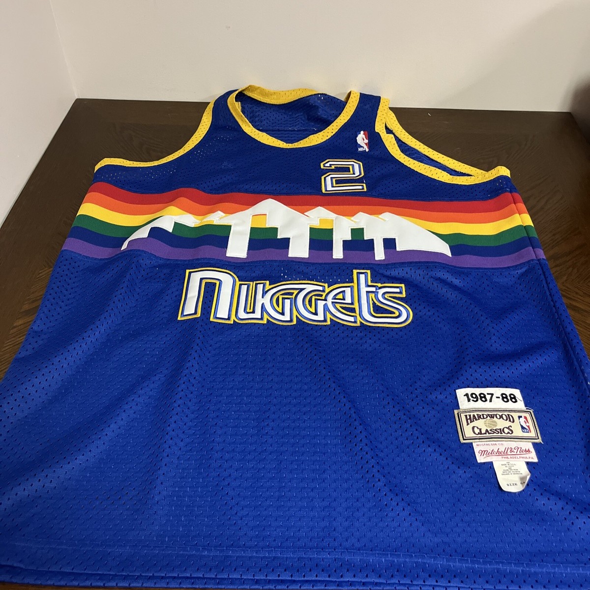 1987-88 Denver Nuggets Alex English #2 NBA Blue Mitchell And Ness