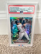 2023 Bowman Chrome Prospects Aqua Crater Ref Justyn-Henry Malloy PSA 10 100/125