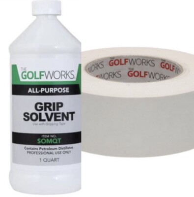 Golf Club Grip Tape Kit- Double Sided Gripping Adhesive 2''x 18yd & 32oz Solvent