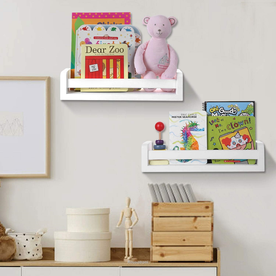 Halcent Floating Shelves MultiUse Wall Shelf Bookshelf White Wood