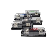 Sky High Car Audio 1/0 Gauge Set Screw ANL Fuse Holder Nickel Plated W/Fuses