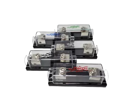Sky High Car Audio 1/0 Gauge Set Screw ANL Fuse Holder Nickel Plated W/Fuses