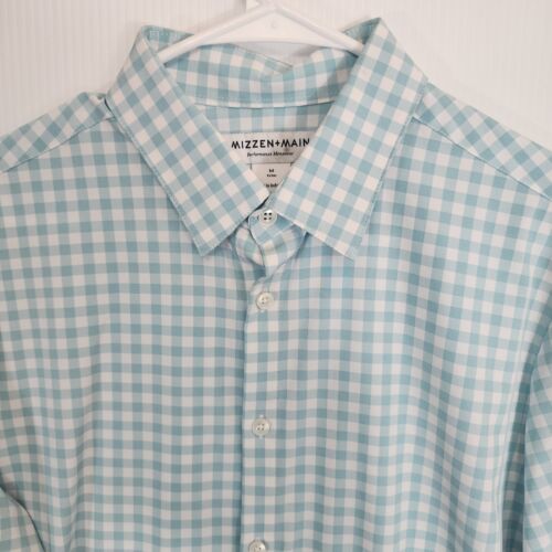 Mizzen Main Hemd Herren Medium Blue Trim Fit Gingham Check Performance Stretch - Bild 2 von 10
