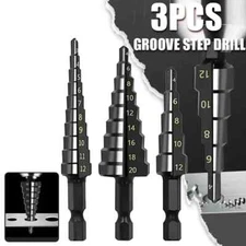 3 pcs 3-12mm 4-12mm 4-20mm Step Cone Drill Titanium Bit Set Hole Cutter HSS
