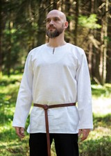 Chemise Médiévale Blanc Manches Longues Lin Wikingerhemd à Chemise en Lin