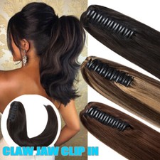 THICK Russian Real Human Hair Extensions Claw/Jaw Clip ON Ponytail Top Pony Tail