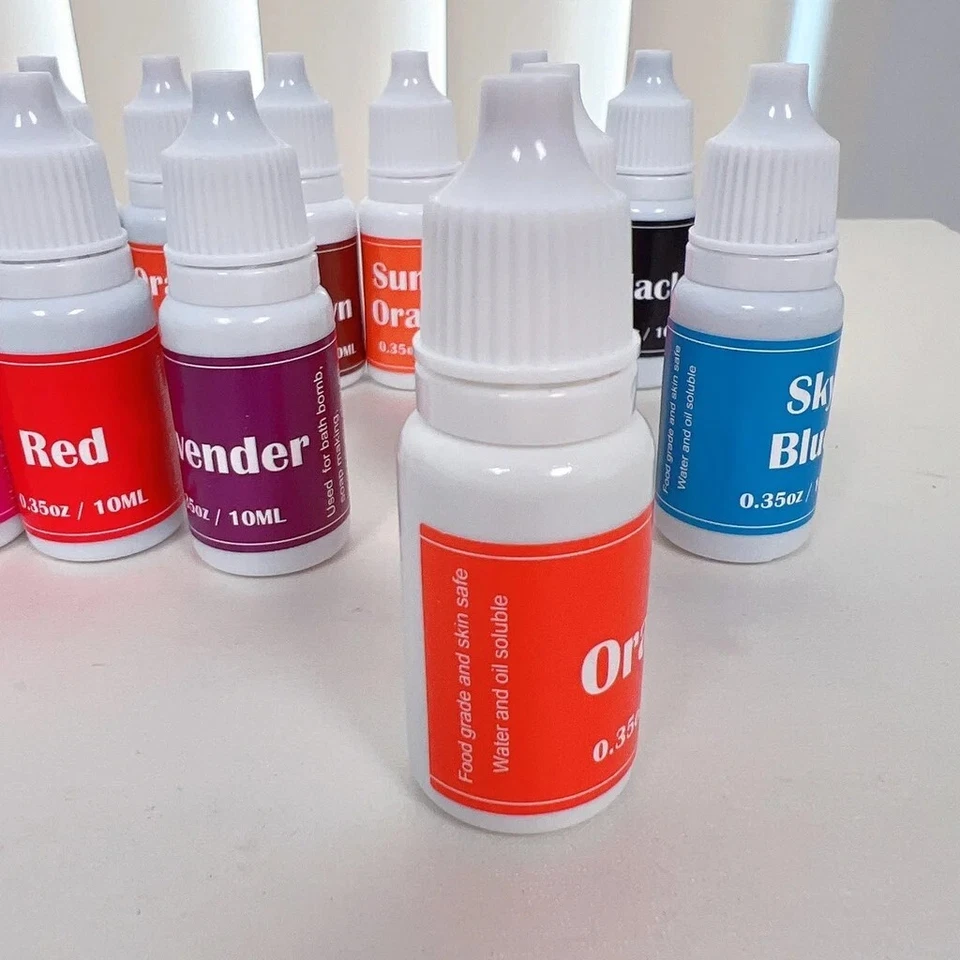 12 Colors Liquid Dye Colorant Set for Soap Bath Bomb Making Food Grade Skin Safe - Image 4 of 4