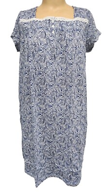 NWT Womens S/S Nightgown Croft & Barrow Blue Seashells Cotton Blend Knit