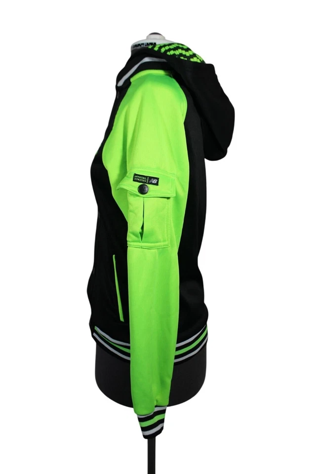 New Balance Juvenil Snap Frontal Neón Verde Negro Sudadera con Capucha Chaqueta 14/16 Foto 2 de 4