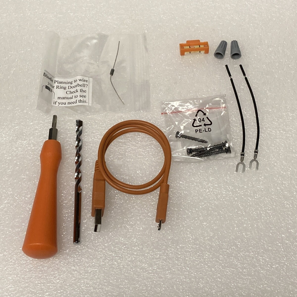 Ring Video Doorbell Kit, (Torx Screwdriver, Charger Cable, Drill