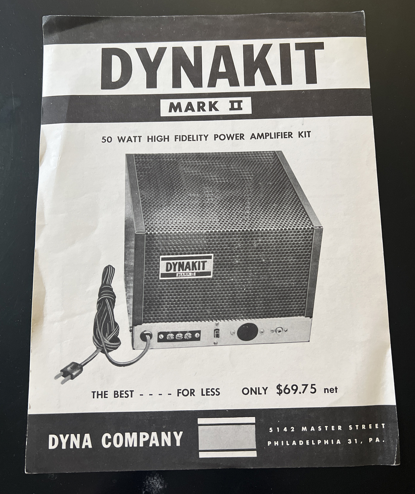 Dynaco Dynakit Mark II Amplifier Dealer Spec Sheet Vintage