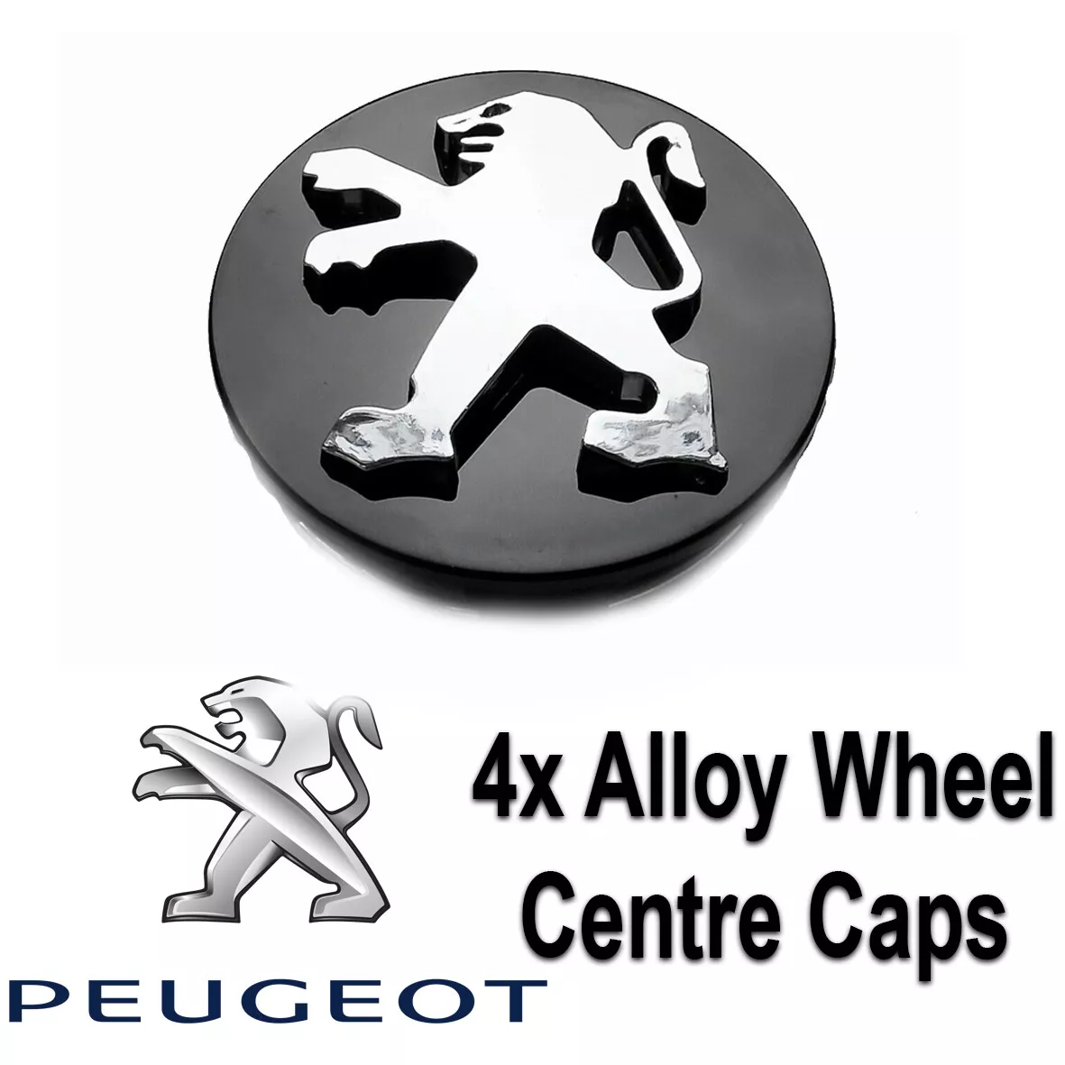 PEUGEOT BLACK WHEEL CENTRE CAPS HUB 60mm 106 107 206 207 306 307