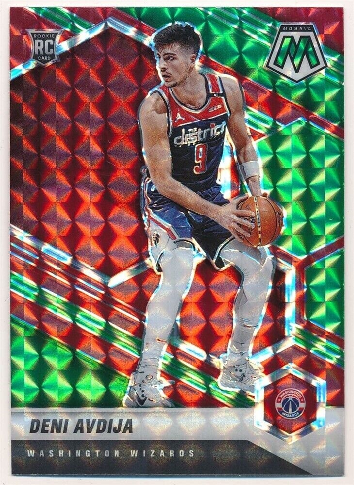 DENI AVDIJA 2020/21 PANINI MOSAIC 217 RC ROOKIE REACTIVE GREEN PRIZMS WIZARDS SP