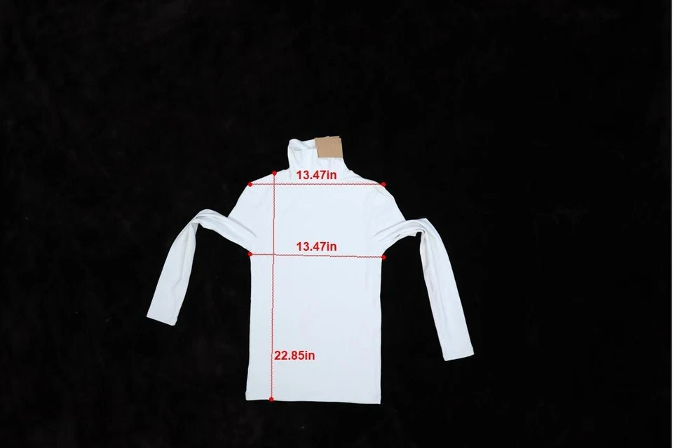 迷你紧身纯色白色长袖罗纹高领青年女孩 11-12 岁 — 第 4/4 张图片