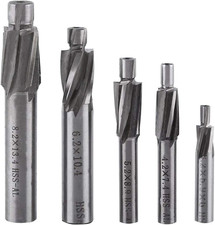 5Pcs Counterbore Set High-Speed Steel M3-M8 4 Flutes HSS-AL Straight Shank Count