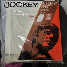 NOS SEALED 1970's Vintage Jockey Ribbed Athletic Shirt Size S 34-36 3 Pack
