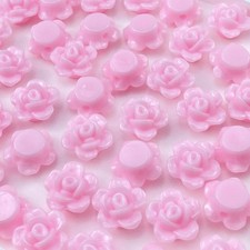 200pcs Acrylic Rose Flower Beads Candy Color Flat Back Spacer Beads Loose Pastel