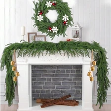 Christmas Norfolk Pine Garland Artificial Real Touch Greenery Garland for Mantle
