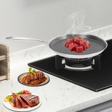 11in Stainless Steel Crepe Pan Pancake Pan Non Stick Cooking Pan For Kitchen