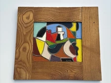 JO CAIN PAINTING BEACH CUBIST CUBISM MODERNISM ANTIQUE MID CENTURY FAMOUS WPA