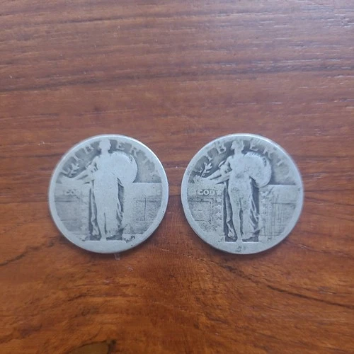 2  Standing Liberty Quarter Lot Coins 90% Silver *No Dates*