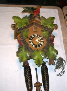 Vintage Larger Black Forest Birds Germany Cuckoo Clock with Schatz Movement