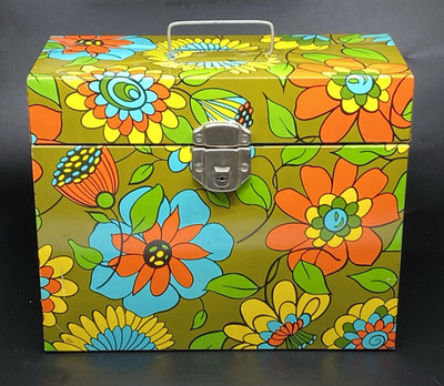 Vtg Ballonoff Storage Box Retro 70s MCM Groovy Flower Power Divider Mod No Key